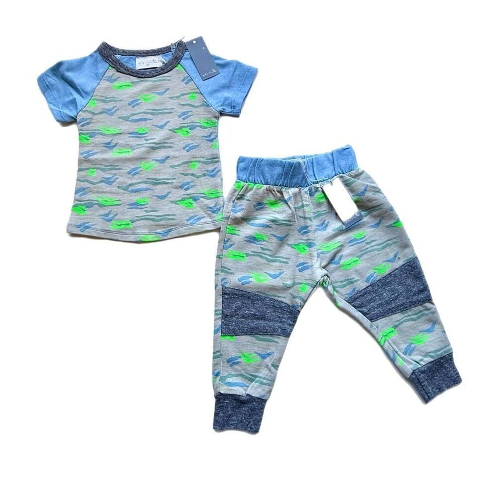 NWT Miki Miette camouflage short-sleeved t-shirt & matching jogger pants set  Ba